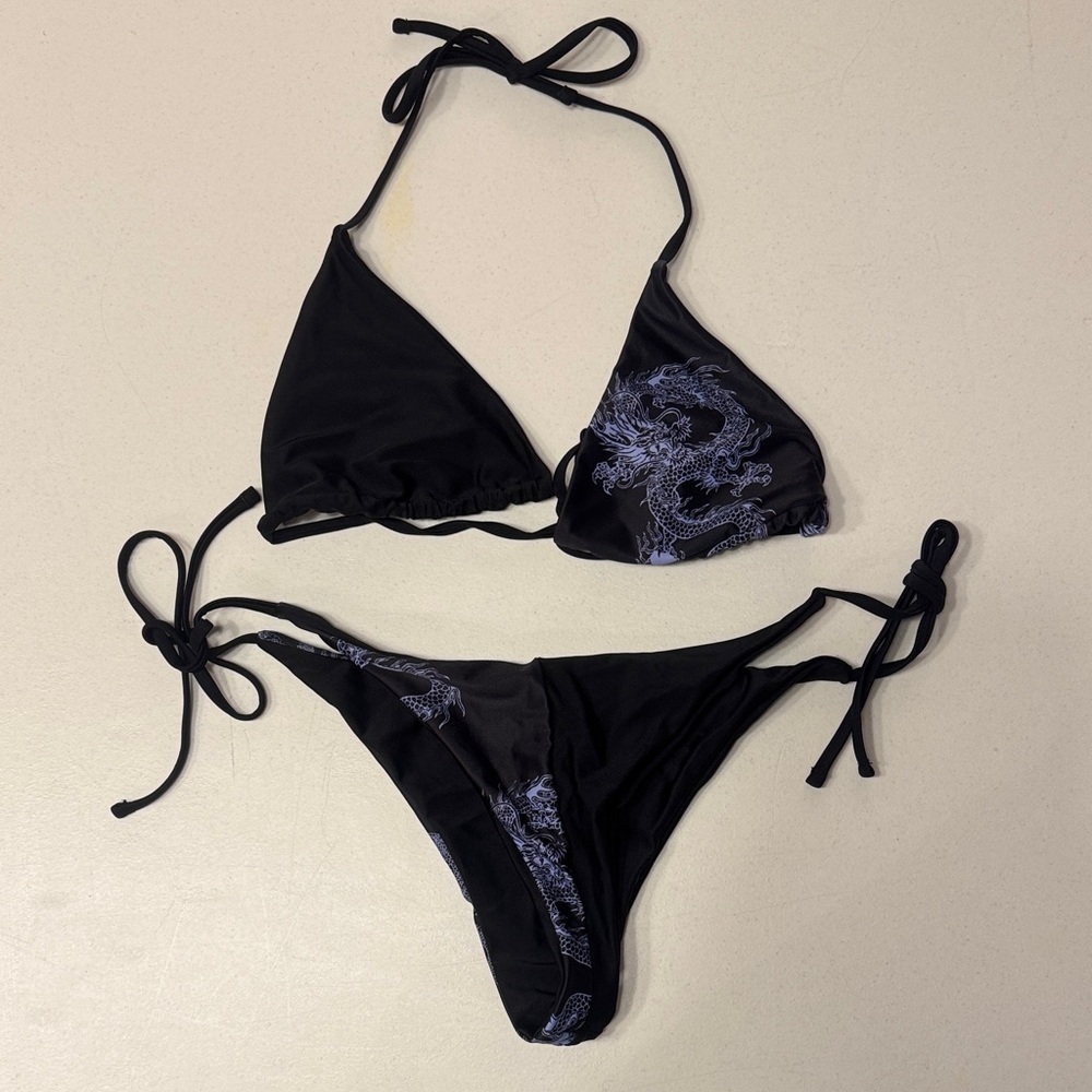 Black and Purple Dragon Print Bikini